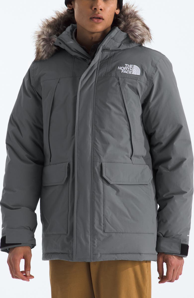 The North Face McMurdo Waterproof 600 Fill Power Hooded Down Parka with Faux Fur Trim, Main, color, Smoked Pearl/ Smoked Pearl