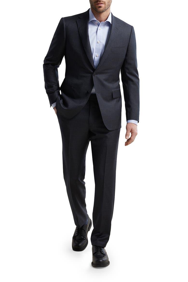 Contemporary Fit Skarkskin Wool Suit, Main, color, CHARCOAL