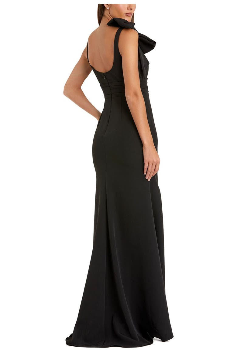 Mac Duggal Crepe Sleeveless Scoop Neck Gown With Bow, Alternate, color, Black