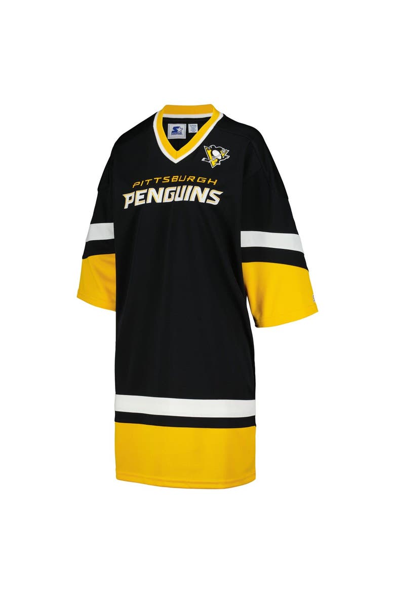 Women's Starter Black Pittsburgh Penguins Hurry-Up Offense Boxy V-Neck Half-Sleeve Sneaker Dress, Alternate, color, Black