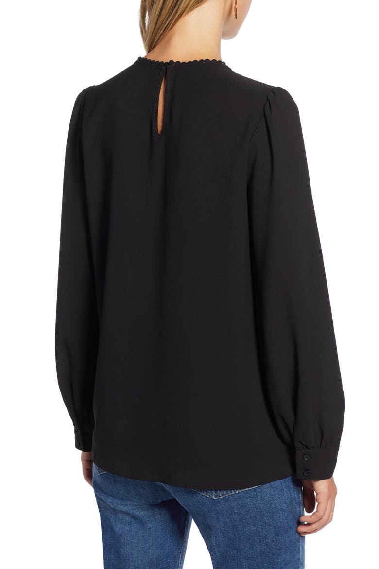 Lace & Crepe Blouse, Alternate, color, BLACK