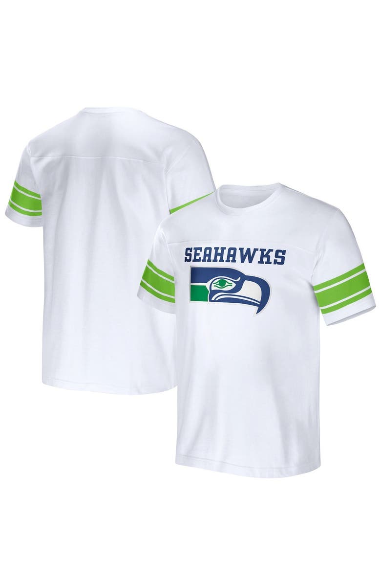 NFL X DARIUS RUCKER Men's NFL x Darius Rucker Collection by Fanatics White Seattle Seahawks Football Striped T-Shirt, Main, color, 