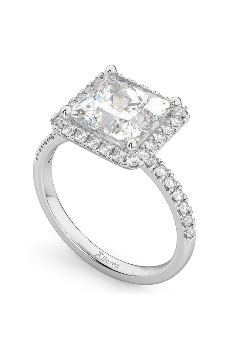 Princess Cut Halo Diamond Engagement Ring 14K, Alternate, color, 3.58ct/White Gold