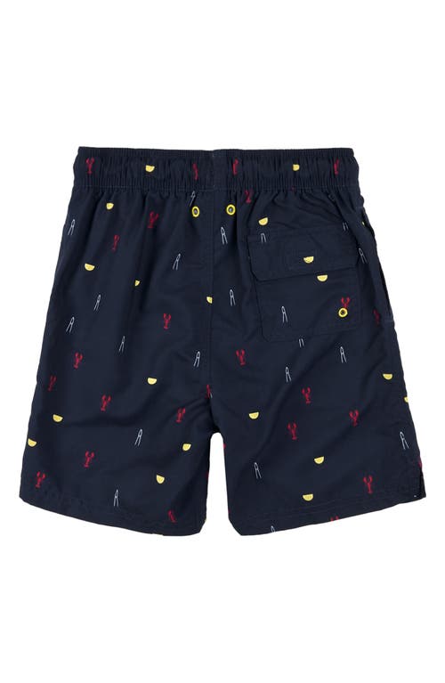 Shop Brooks Brothers Print Upf 50 Swim Trunks In Navy