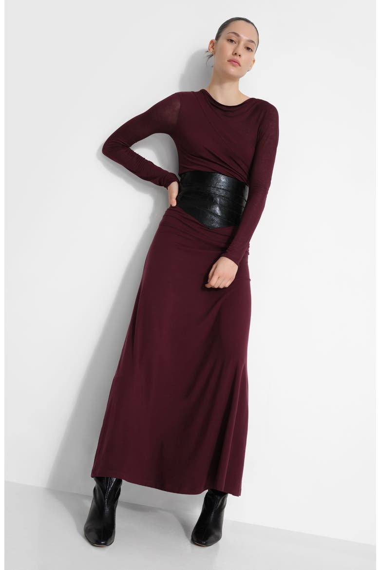 Ambrose Long Sleeve Jersey Maxi Dress, Alternate, color, BURGUNDY