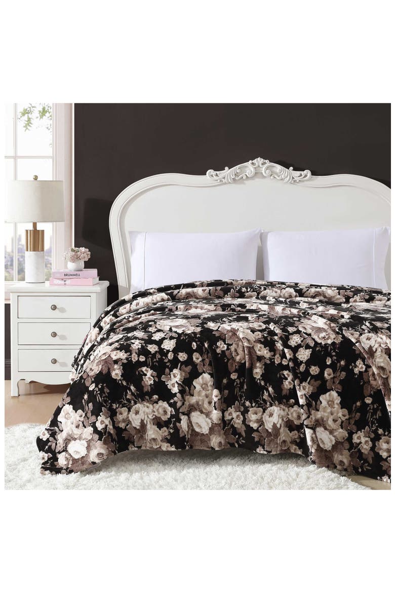 Floral Blanket, Alternate, color, BLACK