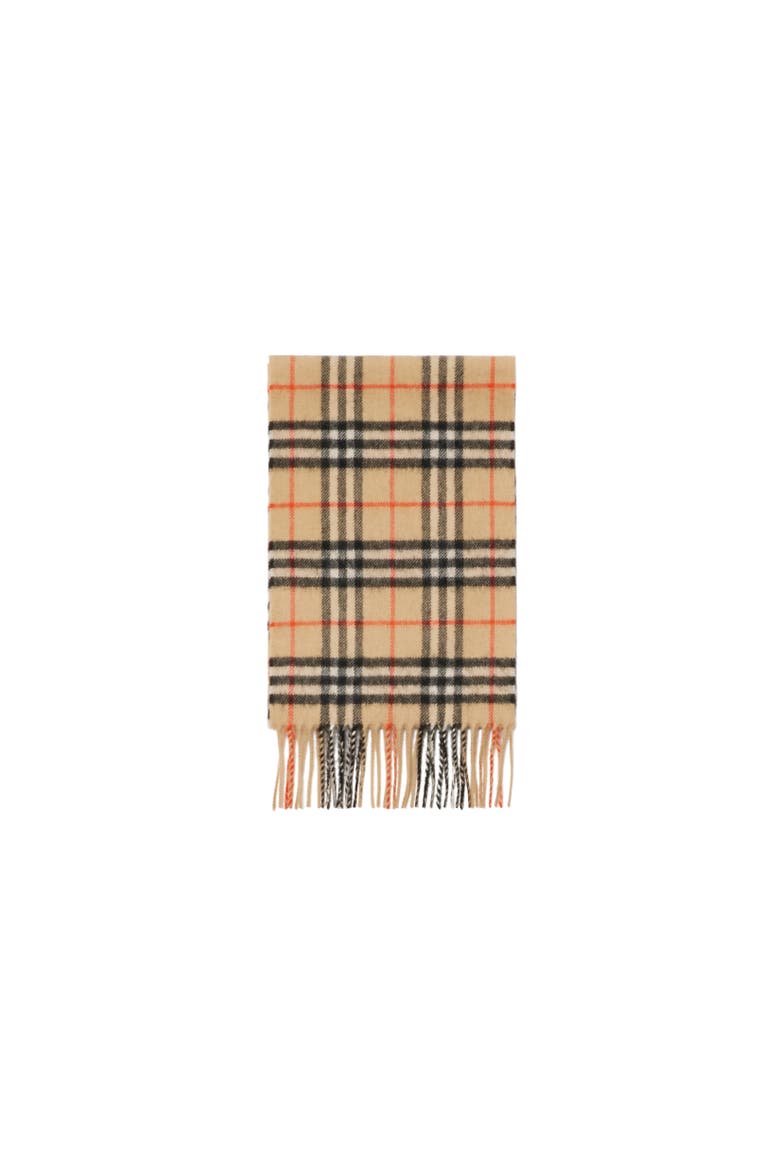 Kids' Check Cashmere Scarf, Alternate, color, Sand beige