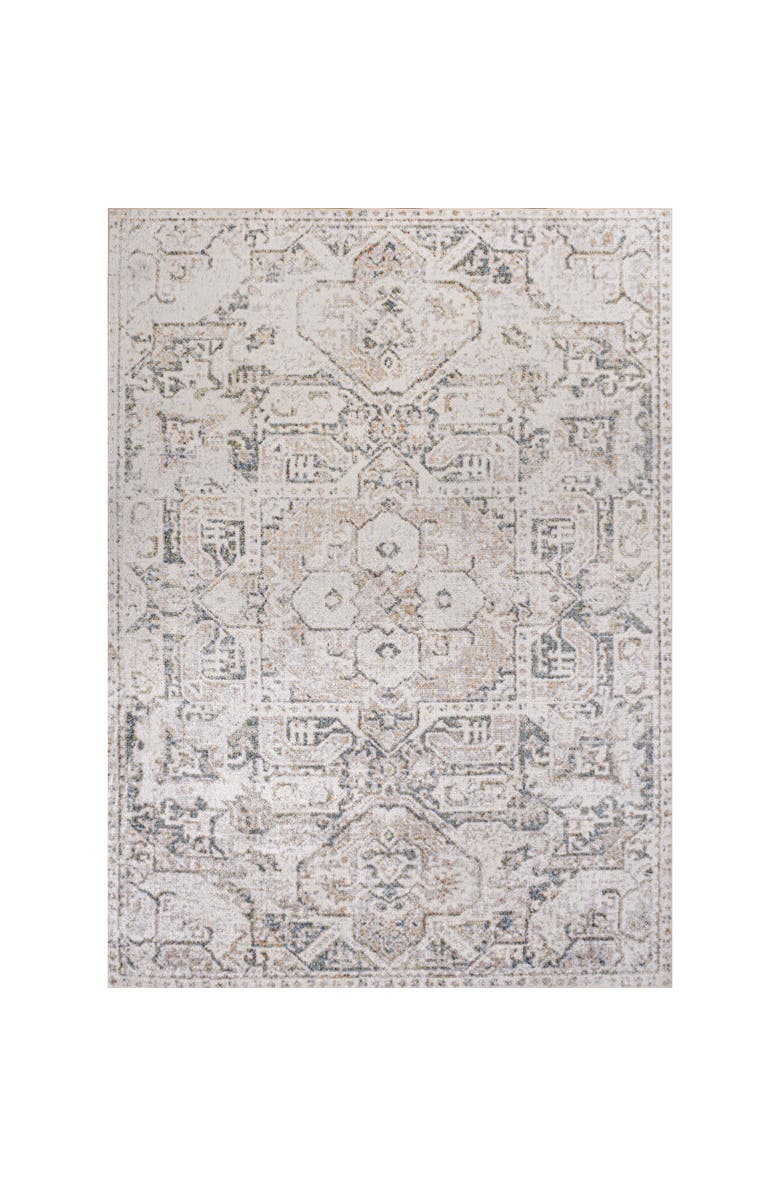 JONATHAN Y Edith Distressed Medallion Low-Pile Machine-Washable Area Rug, Alternate, color, Cream/Light Gray