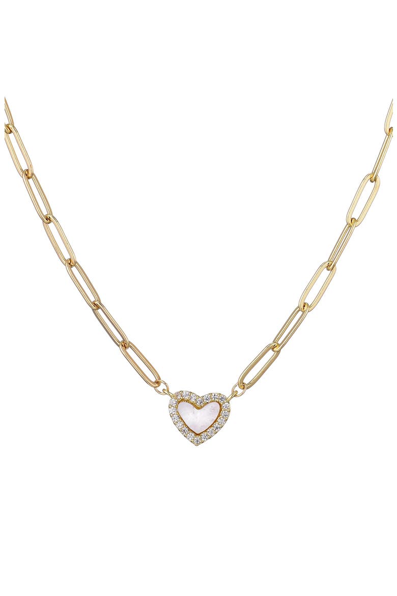 Pavé CZ Mother of Pearl Pendant Necklace, Main, color, WHITE