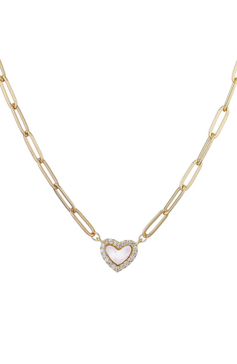 Adornia Pavé CZ Mother of Pearl Pendant Necklace, Main, color, White