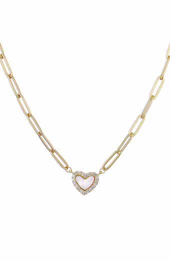 Pavé CZ Mother of Pearl Pendant Necklace