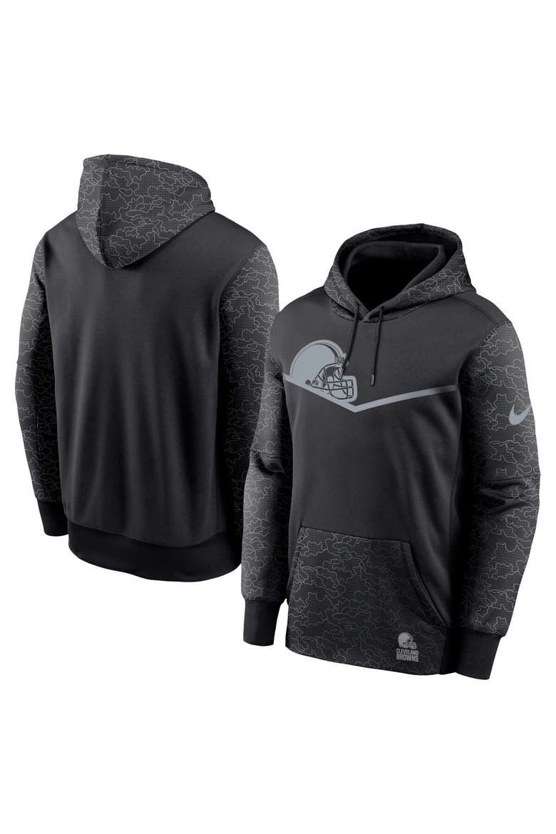 Men's Nike Black Cleveland Browns RFLCTV Chevron Pullover Hoodie, Main, color, Black