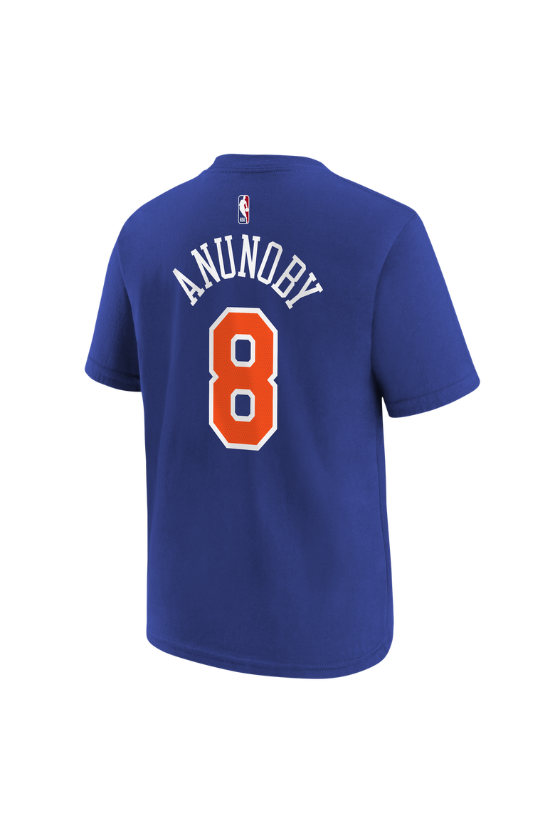 Youth Nike OG Anunoby Blue New York Knicks Icon Name & Number T-Shirt, Alternate, color, Blue