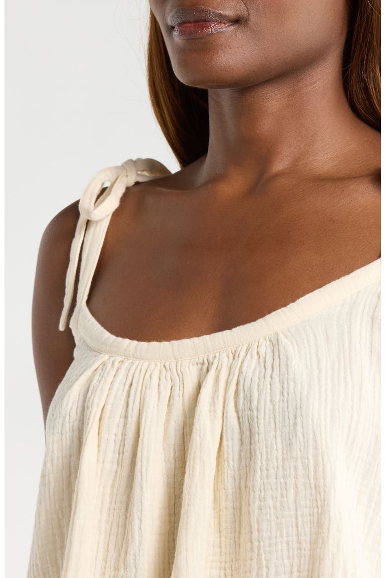 Tie Strap Cotton Gauze Cover-Up Top, Alternate, color, NATURAL