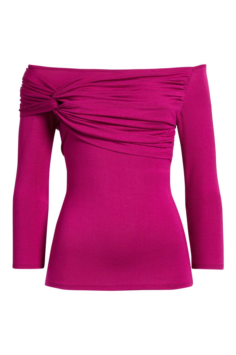 Asymmetric Neck Jersey Top, Alternate, color, MAGENTA