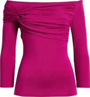 Loveappella Asymmetric Neck Jersey Top