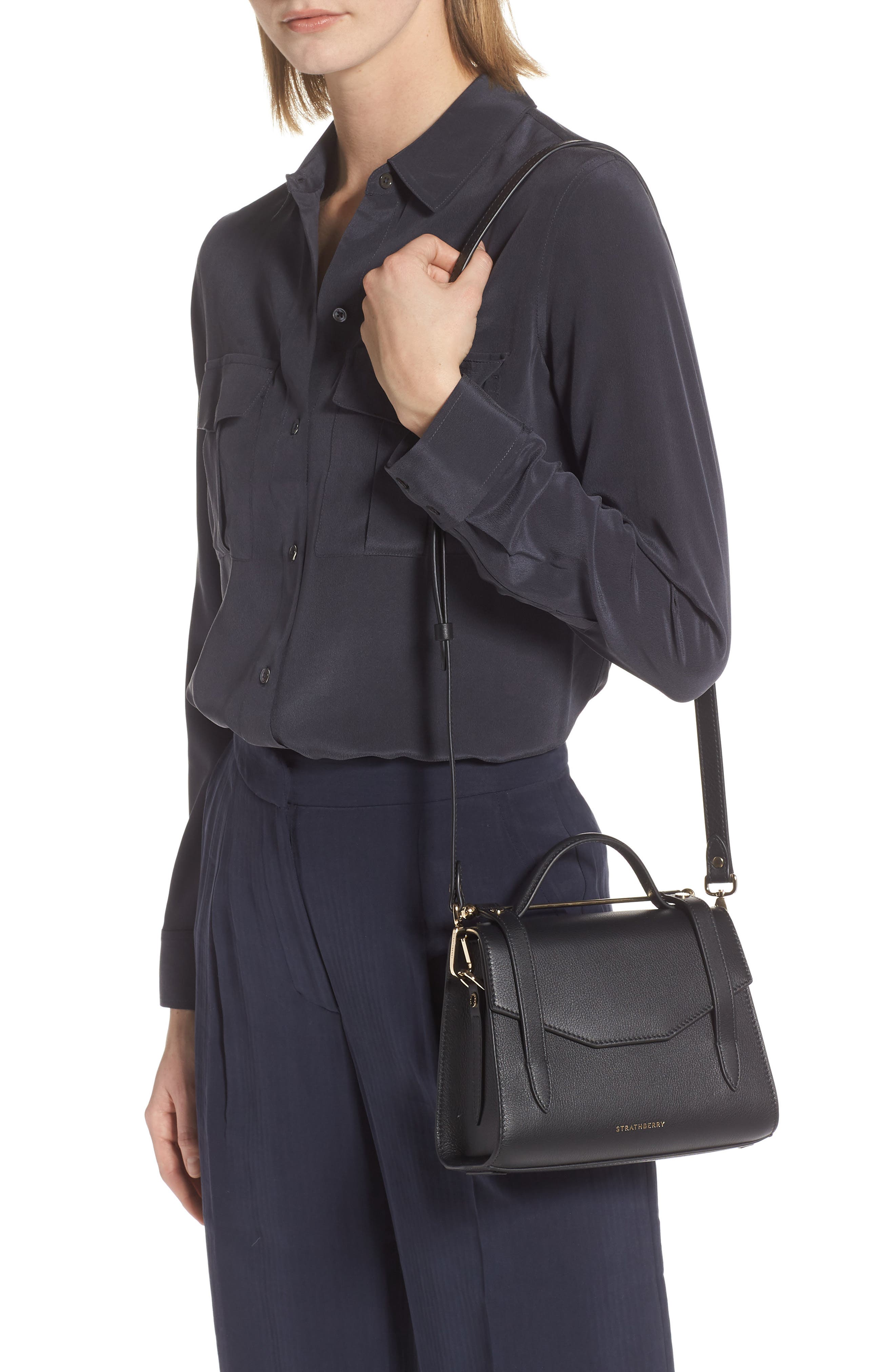 Strathberry Mini Allegro Calfskin Leather Tote, Alternate, color, 