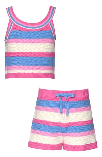 SARA SARA SARA SARA KIDS' KNIT STRIPE TANK & SHORTS SET 