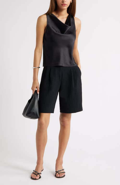 Open Edit Sleeveless Cowl Neck Satin Top