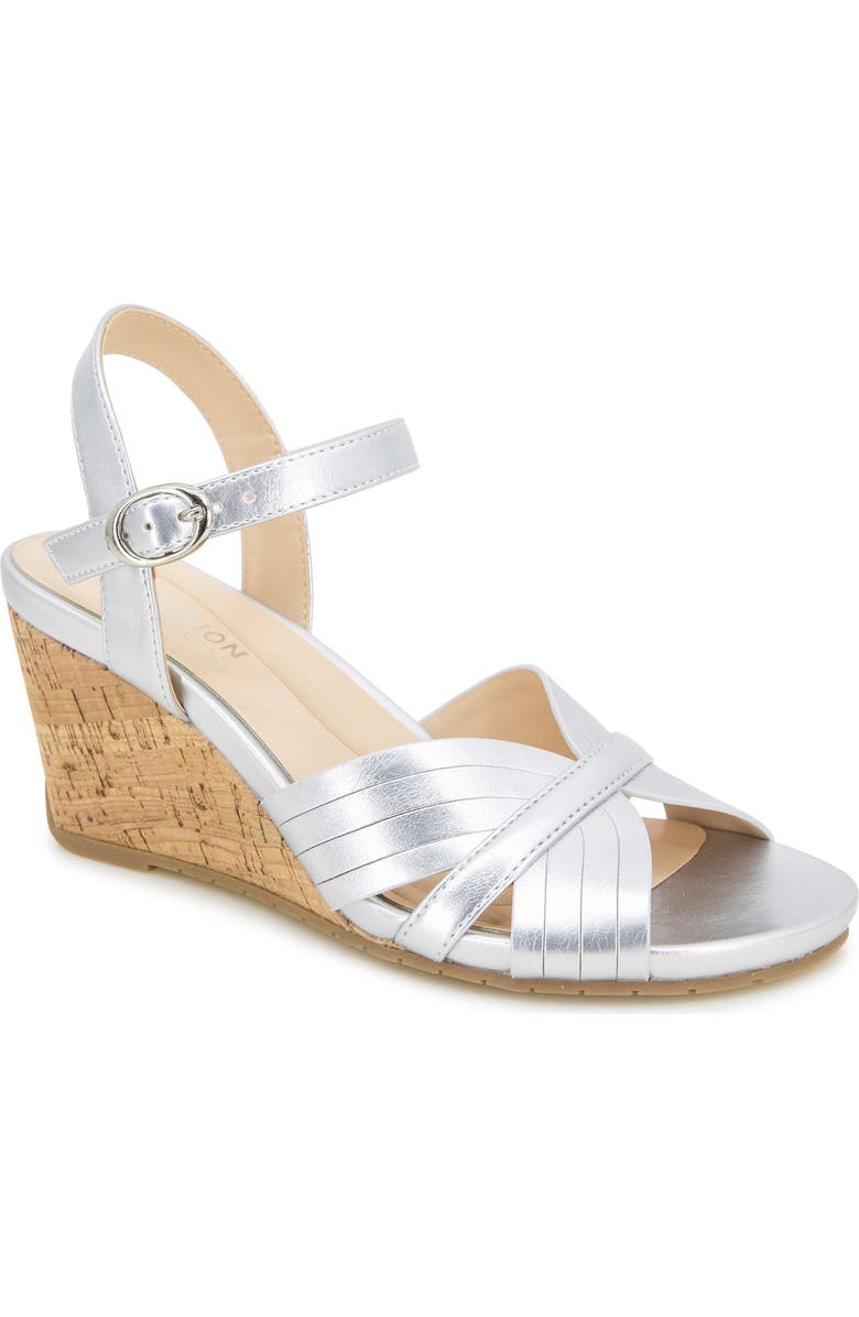 Reaction Kenneth Cole Gomi Wedge Sandal, Main, color, Silver