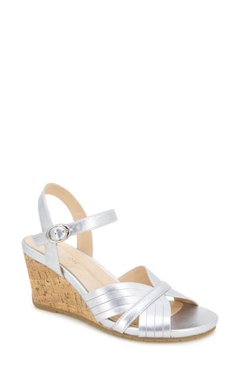 Reaction Kenneth Cole Gomi Wedge Sandal In Silver