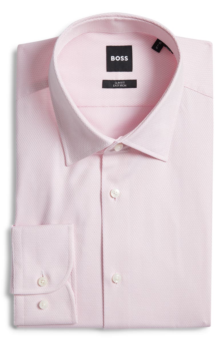 BOSS Hank Slim Fit Cotton Dress Shirt, Main, color, Light/ Pastel Pink