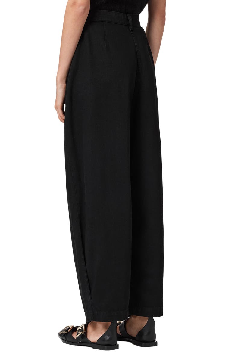 AllSaints Becca Pleated Barrel Leg Denim Jeans, Alternate, color, Black