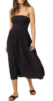 O'Neill Piper Smocked Strapless Midi Dress