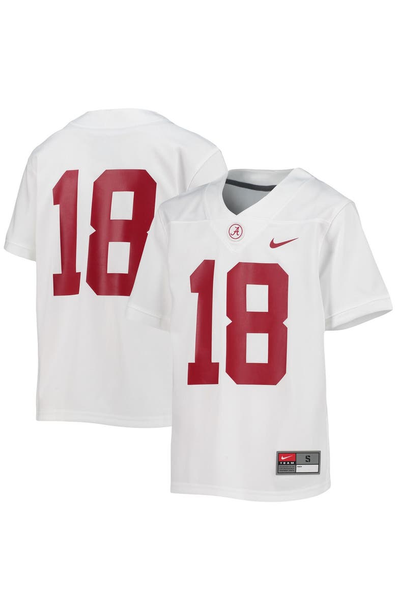 Nike Youth Nike #18 White Alabama Crimson Tide Untouchable Football Team Jersey, Main, color, 