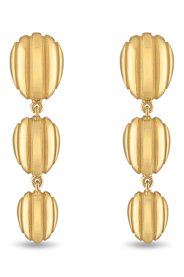 Eos Triple Egg Drop Earrings, Alternate, color, GOLD