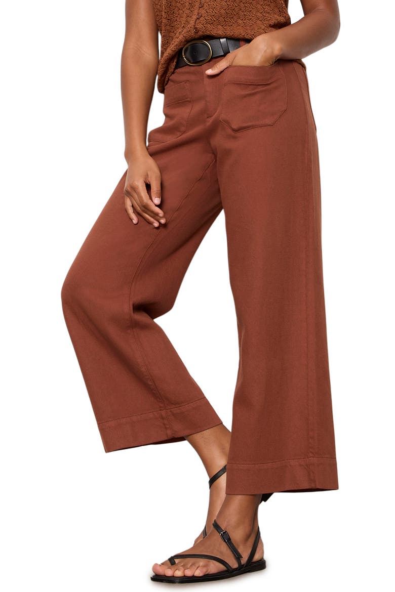 Soft Marine High Waist Wide Leg Crop Cotton Pants, Alternate, color, ANCIENT CLAY IVORY