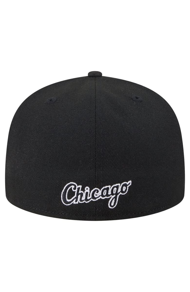 New Era Men's New Era Black Chicago White Sox Overlap 59FIFTY Fitted Hat, Alternate, color, Black