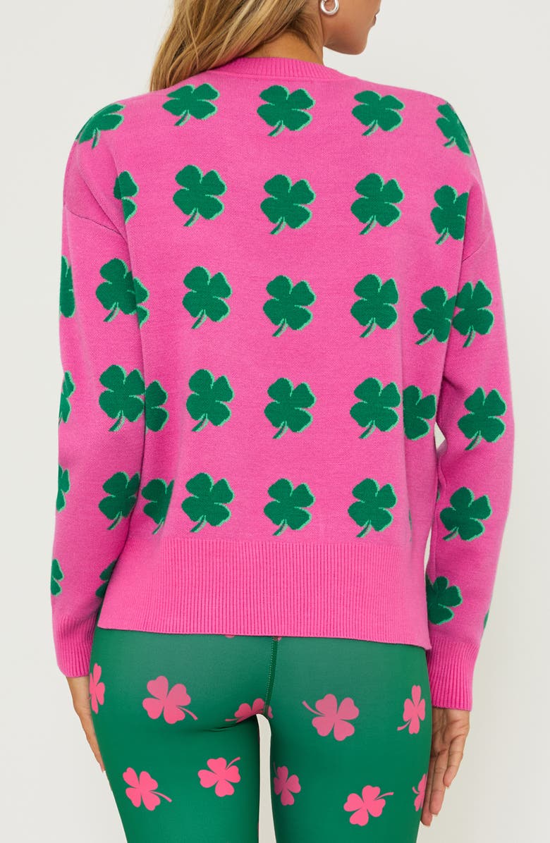 Beach Riot Callie Clover Jacquard Crewneck Sweater, Alternate, color, 