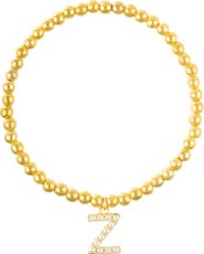 Adornia Faux Pearl Initial Charm Beaded Bracelet