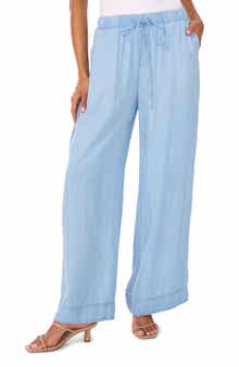Vince Camuto Wide Leg Chambray Drawstring Pants