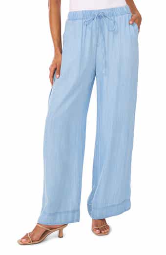 Vince Camuto Wide Leg Chambray Drawstring Pants