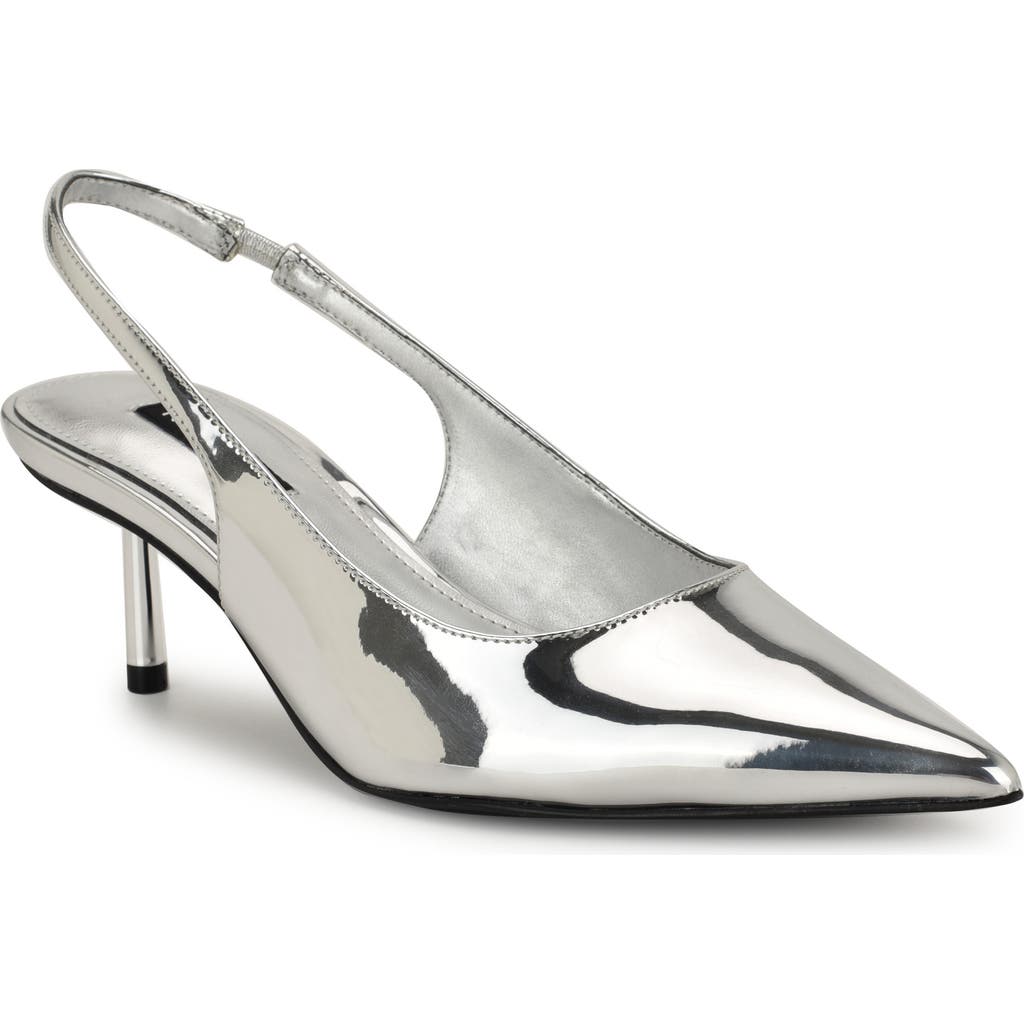 Nine West Hunny Slingback Pointed Toe Pump In Silver