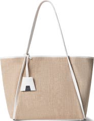 Akris Medium Alex Raffia & Leather Shopper