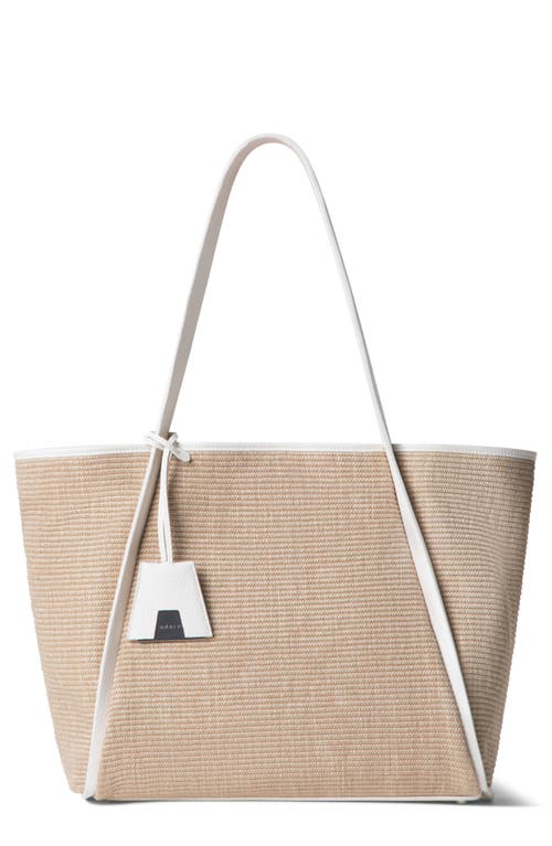 AKRIS AKRIS MEDIUM ALEX RAFFIA & LEATHER SHOPPER 