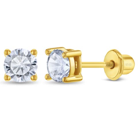 Cz Solitaire Girl Earrings