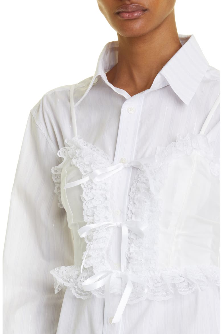 Lingerie Button-Up Shirt, Alternate, color, WHITE