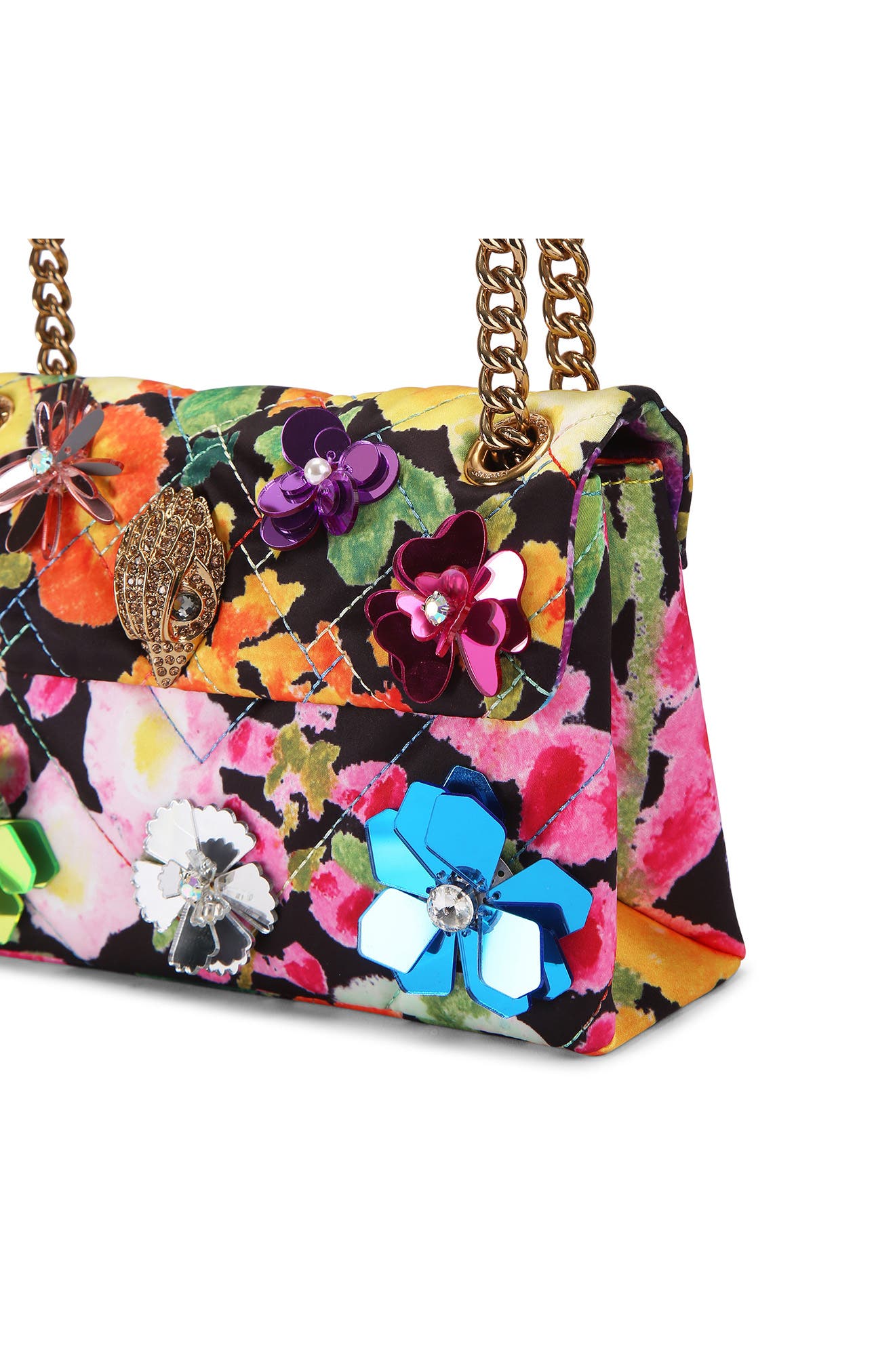 Mini Kensington Quilted Crossbody Bag, Alternate, color, BLACK FLORAL