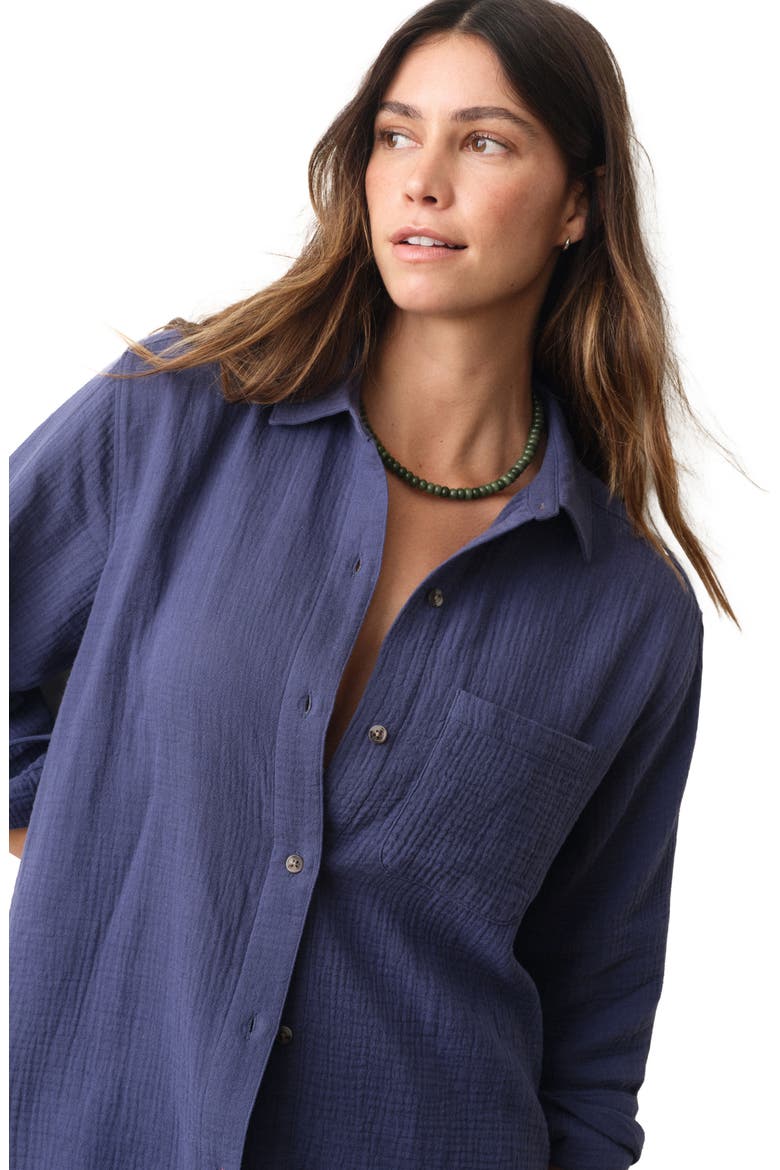Jane Relaxed Double Cloth Button-Up Shirt, Alternate, color, BAY BLUE