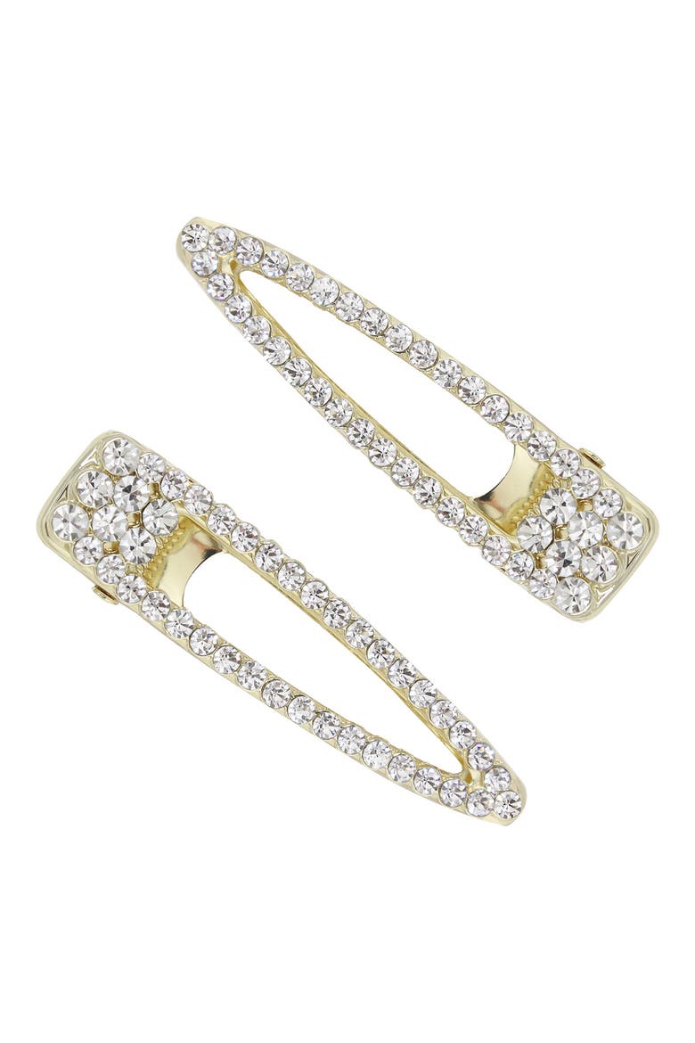 2-Pack Crystal Hair Clips, Main, color, GOLD