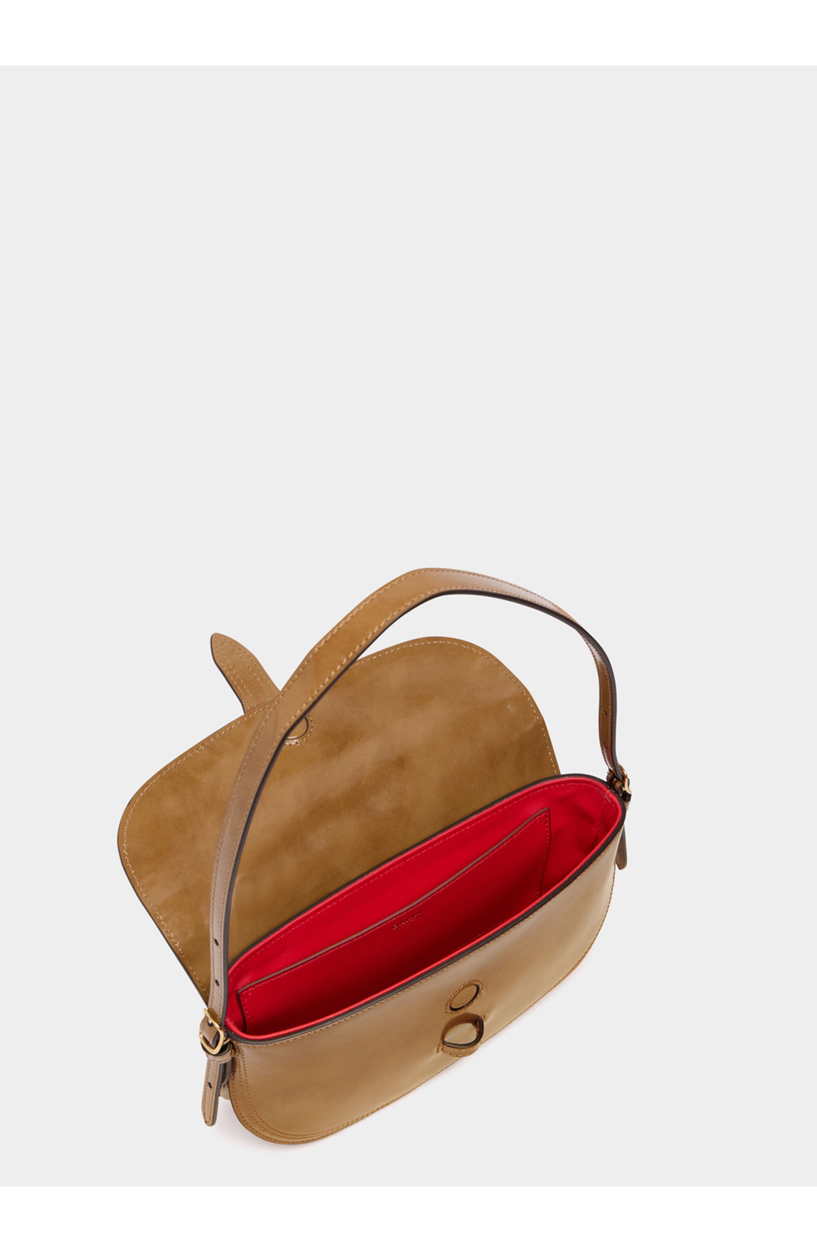 Bally Beckett Small Shoulder Bag in Brushed Leather With Studs, Alternate, color, Natural