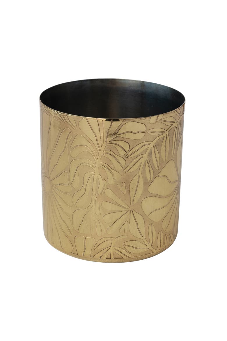 16-Ounce Stainless Steel Container/Cup with Etched Flowers, Antique Finish, Main, color, Silver