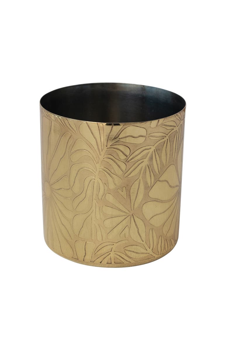 Storied Home 16-Ounce Stainless Steel Container/Cup with Etched Flowers, Antique Finish, Main, color, Silver