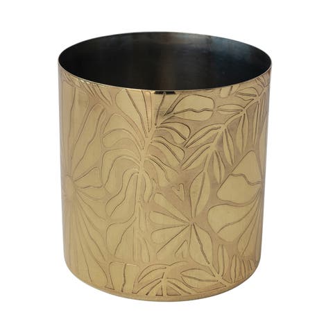 16-Ounce Stainless Steel Container/Cup with Etched Flowers, Antique Finish