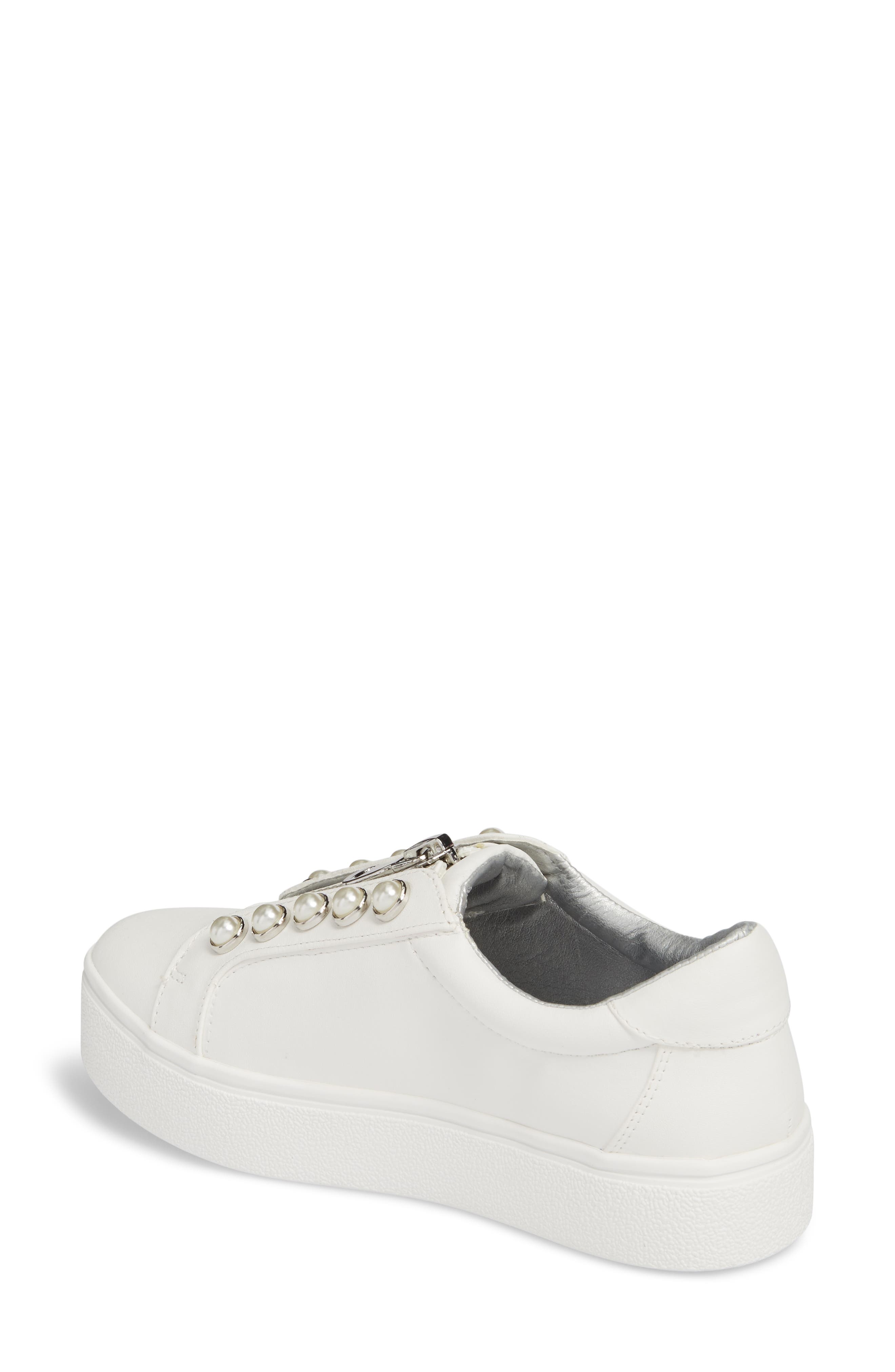 Lynn Embellished Platform Sneaker, Alternate, color, WHITE FAUX LEATHER