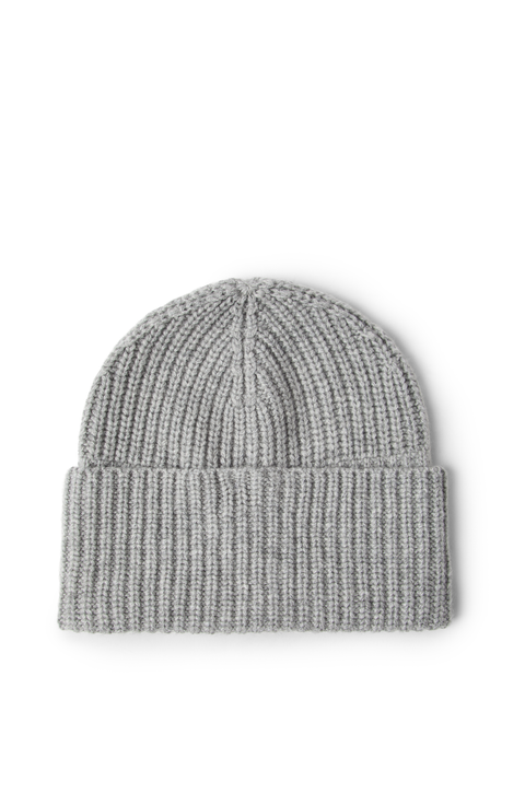 Cashmere rib knit beanie